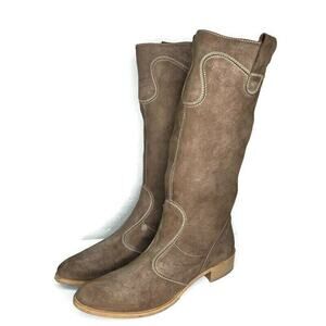 ACCADEMIA De Calmonari Brown Suede Leather Tall Womens Knee High Boots 39 EU
